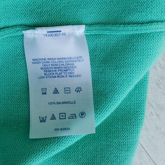 Lands' End Supima Cotton V-neck Sweater Green sz XL Pull over - Picture 7 of 8